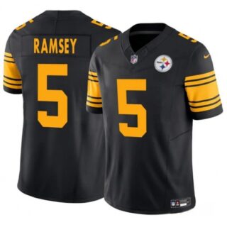 Men's Pittsburgh Steelers #5 Jalen Ramsey Black 2025 F.U.S.E. Color Rush Vapor Limited Football Stitched Jersey