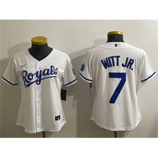 Youth Kansas City Royals #7 Bobby Witt Jr. White Cool Base Stitched Baseball Jersey