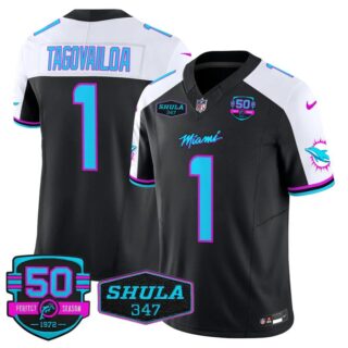 Men's Tua Tagovailoa #1 Miami Dolphins Miami Vice Vapor Limited Black Alternate Jersey