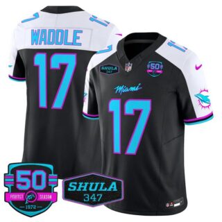 Men's Jaylen Waddle #17 Miami Dolphins Miami Vice Vapor Limited Black Alternate Jersey