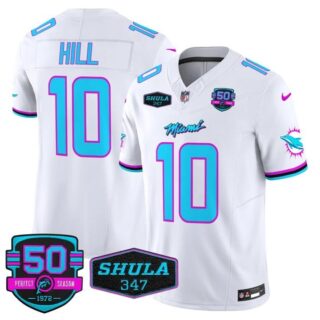Men's Tyreek Hill #10 Miami Dolphins Miami Vice White Vapor Limited Jersey