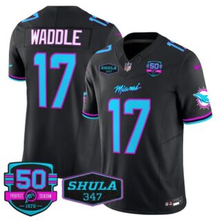 Men's Jaylen Waddle #17 Miami Dolphins Miami Vice Black Vapor Limited Jersey