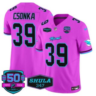Men's Larry Csonka #39 Miami Dolphins Miami Vice Pink Vapor Limited Jersey