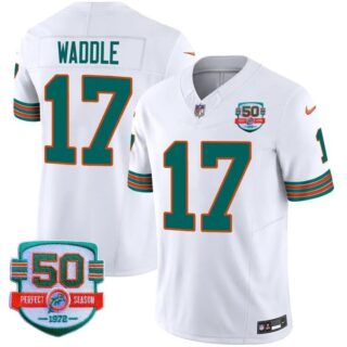 Men's Jaylen Waddle #17 Miami Dolphins Miami Vice White Vapor Limited Jersey