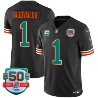 Men's Tua Tagovailoa #1 Miami Dolphins Miami Vice Black Vapor Limited Jersey