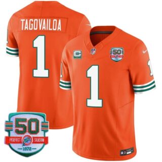 Men's Tua Tagovailoa #1 Miami Dolphins Miami Vice Orange Vapor Limited Jersey