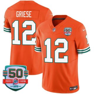 Men's Bob Griese #12 Miami Dolphins Miami Vice Orange Vapor Limited Jersey