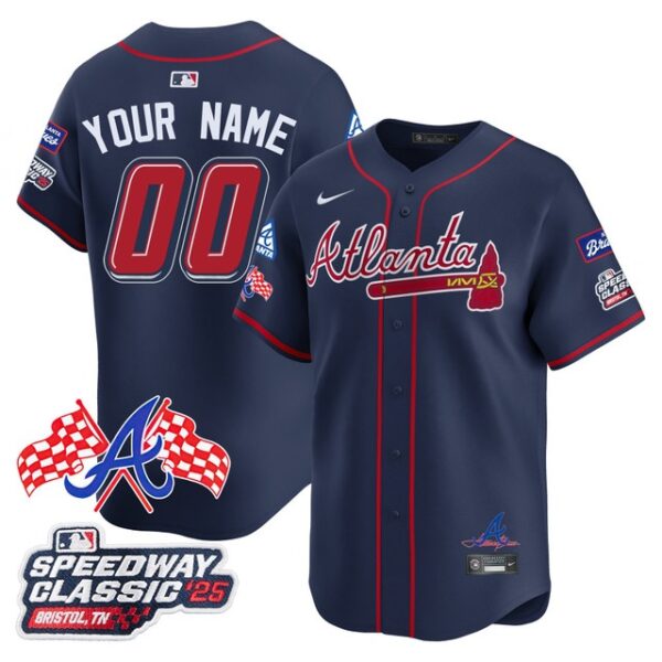 Custom Atlanta Braves 2025 Speedway Classic Limited Custom Jersey V1 - All Stitched Navy