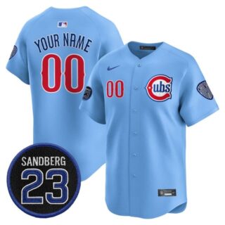 Custom Chicago Cubs 'Ryne Sandberg Tribute' Vapor Premier Limited Custom Jersey V2 - All Stitched Blue