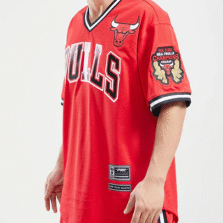 Custom Men's NFL Chicago Bulls Jersey LOGO CLASSIC MESH BUTTON UP SHIRT Red