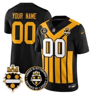 Custom Men's Pittsburgh Steelers Black Alternate 1933 Throwback Limited Jersey All Stitched