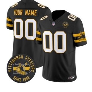 Custom Pittsburgh Steelers Throwback 1933 Patch Vapor Limited Jersey Black Jersey