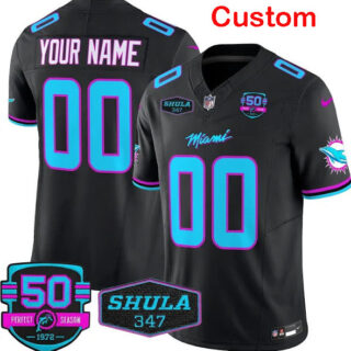 Custom Men's #44 Robinson Dolphins Miami Vice Black Vapor Limited Jerseys