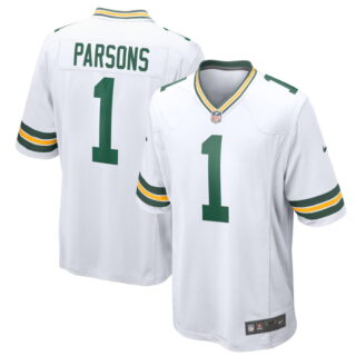 Men's #1 Micah Parsons White Green Bay Packers Game Jersey
