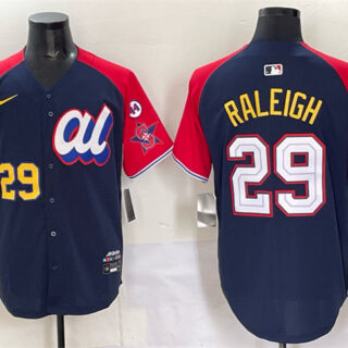Men's American League #29 Cal Raleigh Navy Red Alternate 2025 All-Star With Patch Edition Limited Stitched Baseball Jersey