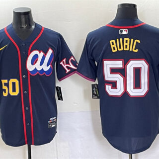 Men's American League #50 Kristofer Bubic Navy 2025 All-Star Edition Limited Stitched Baseball Jersey