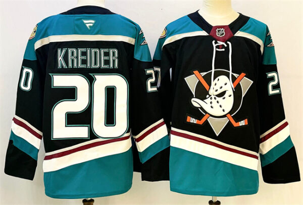 Men's Anaheim Ducks #20 Chris Kreider Black Teal 2024-25 Stitched Jersey