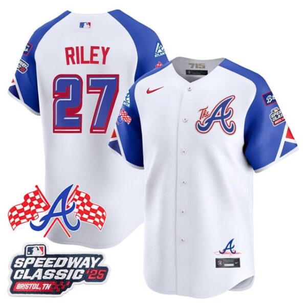Men's Atlanta Braves #27 Austin Riley 2025 Speedway Classic Limited Jersey V1 All Stitched