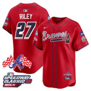 Men's Atlanta Braves #27 Austin Riley 2025 Speedway Classic Limited Jersey V1 All Stitched