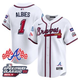 Men's Atlanta Braves #1 Ozzie Albies 2025 Speedway Classic Limited Jersey V1 All Stitched