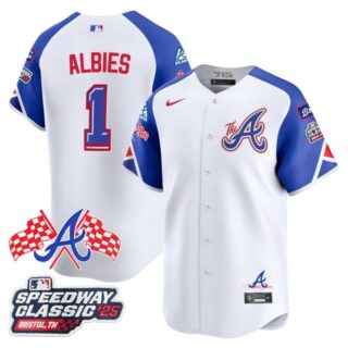 Men's Atlanta Braves #1 Ozzie Albies 2025 Speedway Classic Limited Jersey V1 All Stitched