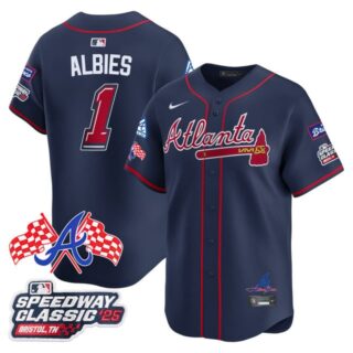 Men's Atlanta Braves #1 Ozzie Albies 2025 Speedway Classic Limited Jersey V1 All Stitched
