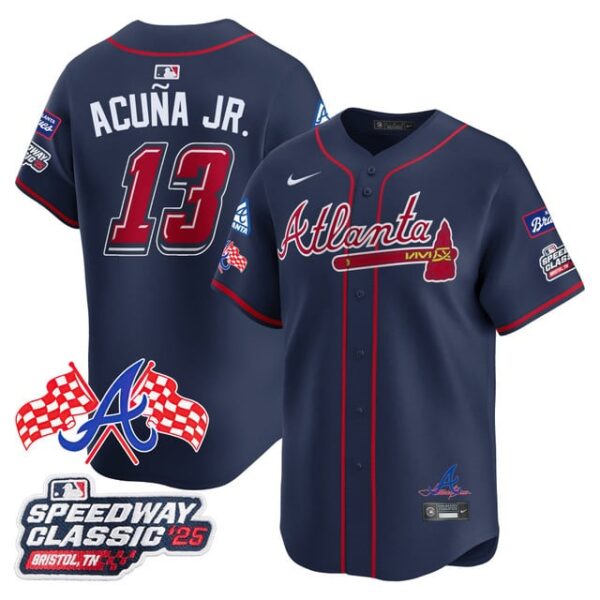 Men's Atlanta Braves #13 Ronald Acuna Jr. 2025 Speedway Classic Limited Jersey V1 All Stitched