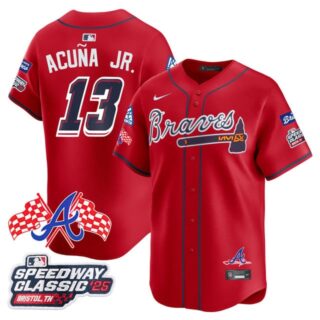 Men's Atlanta Braves #13 Ronald Acuna Jr. 2025 Speedway Classic Limited Jersey V1 All Stitched