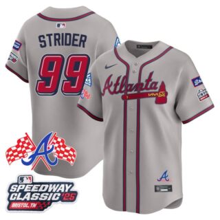 Men's Atlanta Braves #99 Spencer Strider 2025 Speedway Classic Limited Jersey V1 All Stitched