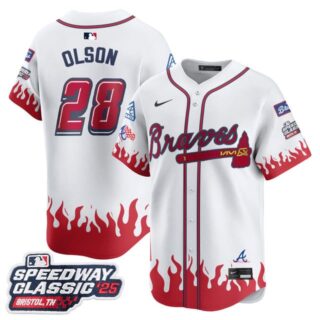 Men's Atlanta Braves #28 Matt Olson 2025 Speedway Classic Limited Jersey V2 All Stitched