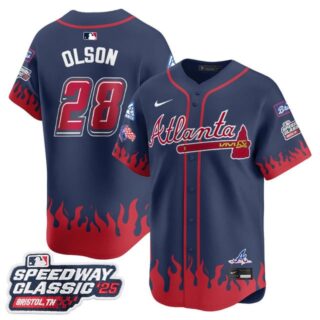 Men's Atlanta Braves #28 Matt Olson 2025 Speedway Classic Limited Jersey V2 All Stitched