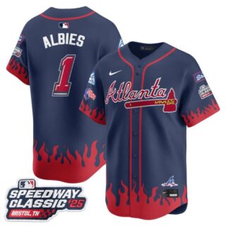 Men's Atlanta Braves #1 Ozzie Albies 2025 Speedway Classic Limited Jersey V2 All Stitched