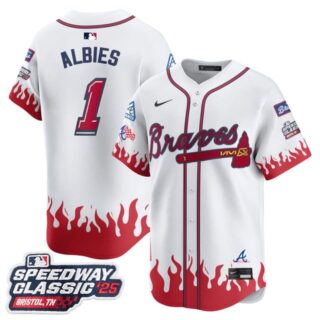 Men's Atlanta Braves #1 Ozzie Albies 2025 Speedway Classic Limited Jersey V2 All Stitched
