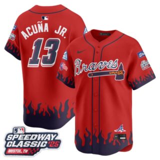 Men's Atlanta Braves #13 Ronald Acuna Jr. 2025 Speedway Classic Limited Jersey V2 All Stitched