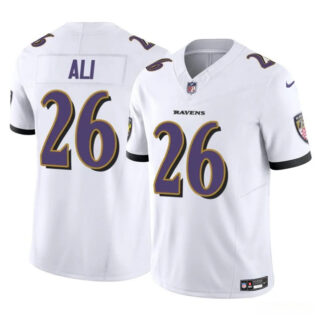 Men's Baltimore Ravens #26 Rasheen Ali White 2025 F.U.S.E. Vapor Limited Football Jersey