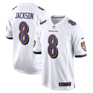Men's Baltimore Ravens #8 Lamar Jackson White Limited Football Game Jersey