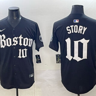 Men's Boston Red Sox #10 Trevor Story Black Gothic Vapor Limited Stitched Baseball Jersey