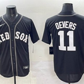 Men's Boston Red Sox #11 Rafael Devers Black Lights Out Limited Stitched Baseball Jersey