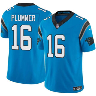 Men's Carolina Panthers #16 Jack Plummer Blue 2024 F.U.S.E. Vapor Limited Stitched Football Jersey