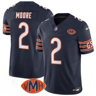 Men's Chicago Bears #2 D.J. Moore Navy 2025 F.U.S.E. With VMH Patch Vapor Untouchable Limited Stitched Football Jersey