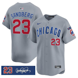 Men's Chicago Cubs #23 Ryne Sandberg Gray 'Ryne Sandberg Tribute' Vapor Limited V3 Stitched Baseball Jersey