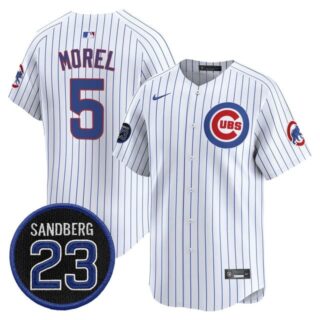 Men's Chicago Cubs 'Ryne Sandberg Tribute' Vapor Premier Limited Jersey V2 All Stitched #5 Christopher Morel