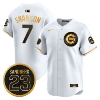 Men's Chicago Cubs 'Ryne Sandberg Tribute' Vapor Premier Limited Jersey V2 All Stitched #7 Dansby Swanson