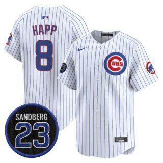 Men's Chicago Cubs 'Ryne Sandberg Tribute' Vapor Premier Limited Jersey V2 All Stitched #8 Ian Happ