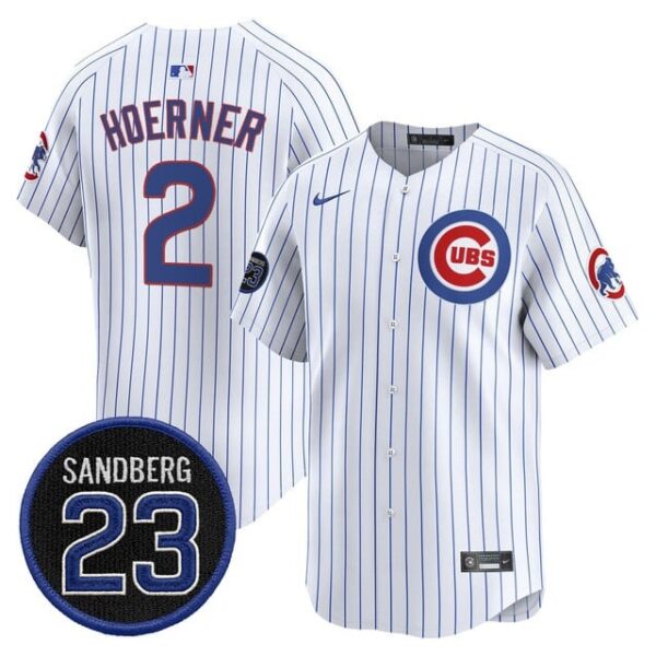 Men's Chicago Cubs 'Ryne Sandberg Tribute' Vapor Premier Limited Jersey V2 All Stitched #2 Nico Hoerner