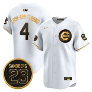 Men's Chicago Cubs 'Ryne Sandberg Tribute' Vapor Premier Limited Jersey V2 All Stitched #4 Pete Crow-Armstrong