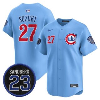 Men's Chicago Cubs 'Ryne Sandberg Tribute' Vapor Premier Limited Jersey V2 All Stitched #27 Seiya Suzuki