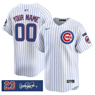 Men's Chicago Cubs Active Player Custom White 'Ryne Sandberg Tribute' Vapor Limited V3 Stitched Baseball Jersey