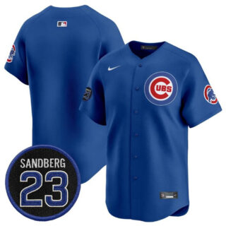 Men's Chicago Cubs Blank Royal 'Ryne Sandberg Tribute' Vapor Limited V2 Stitched Baseball Jersey