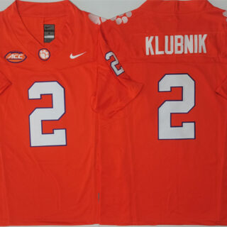 Men's Clemson Tigers #2 Cade Klubnik Orange F.U.S.E. Stitched Football Jersey